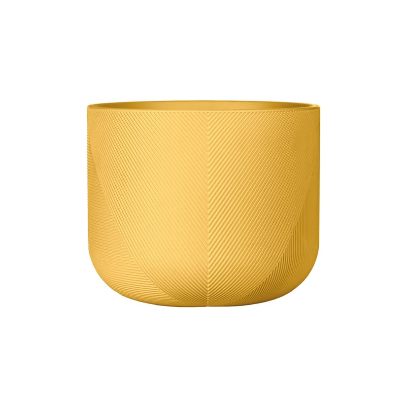 Garant Gavin Short Round Resin Planter, Indoor/Outdoor, Yellow Ochre, 14-in