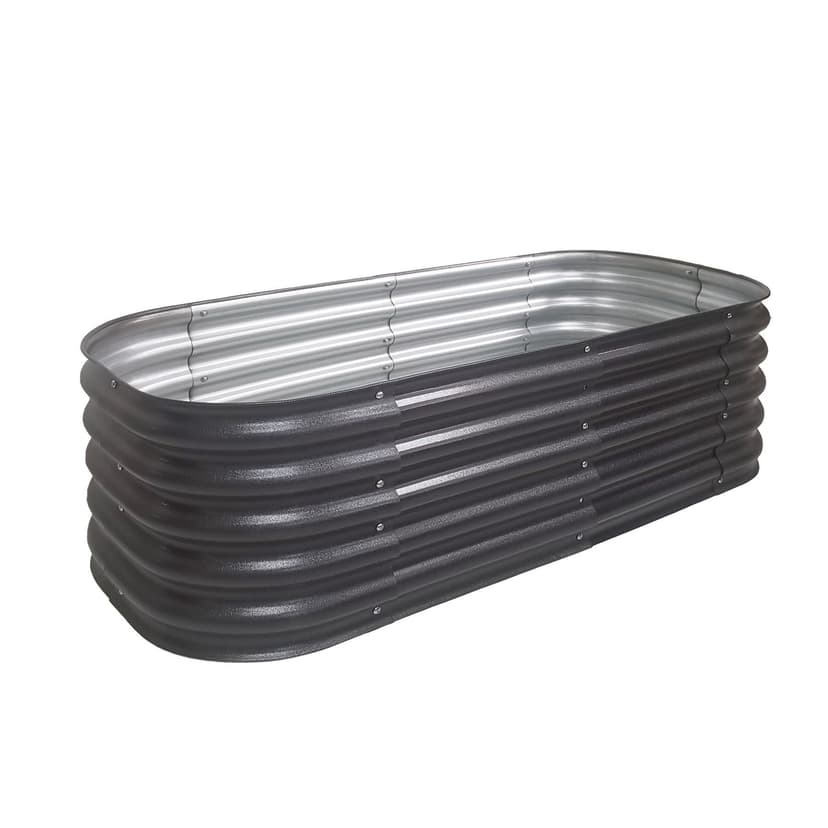 Oval Corrugated Steel Outdoor Raised Garden Bed Planter, Oval, 59-in x 24-in x 17-in