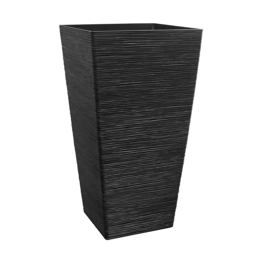 Avondale Seagrass Tapered Lightweight Planter, 12-in W x 24-in H x 24-in D, Black