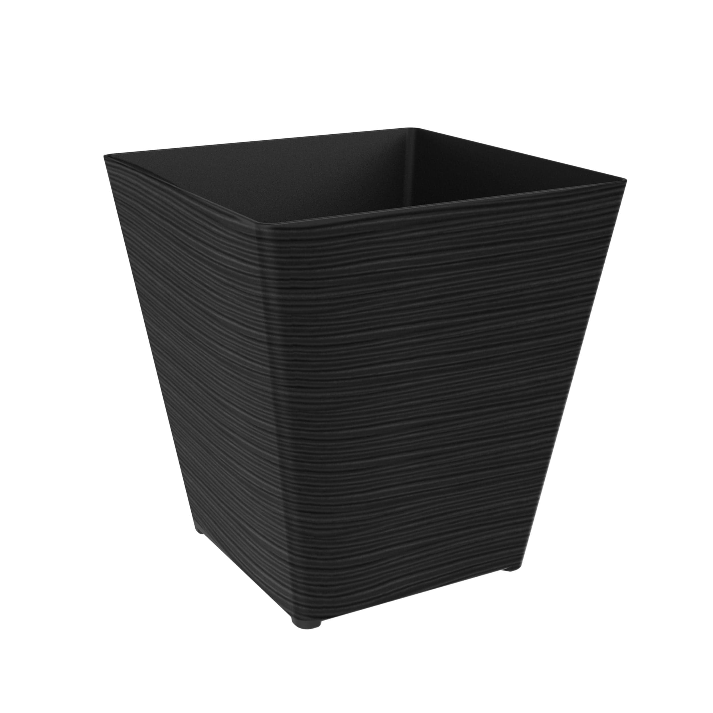 Avondale Seagrass Black Tapered Short Planter, 14-in
