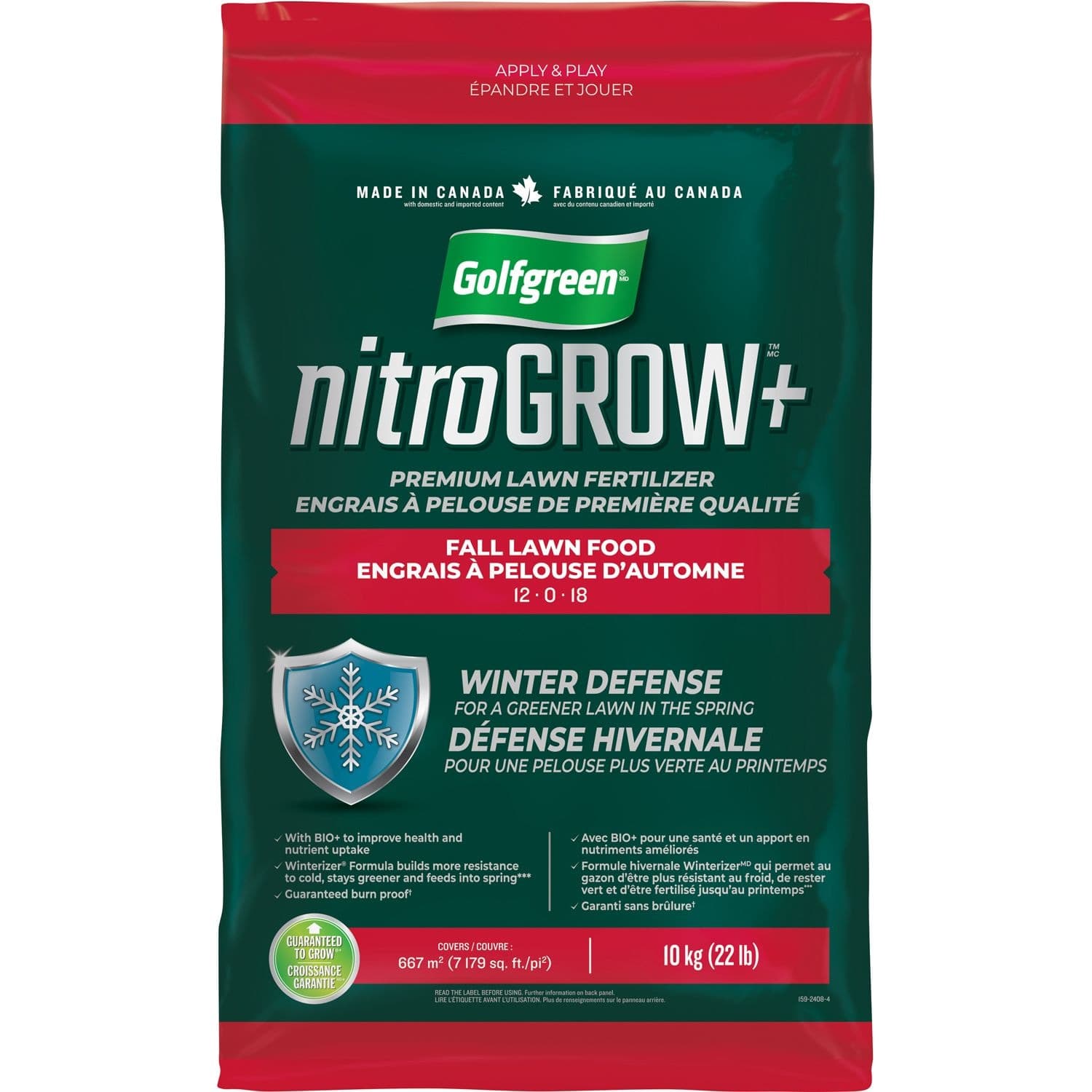 Golfgreen Nitrogrow+ Fall Lawn Food, 12-0-18, 10-kg
