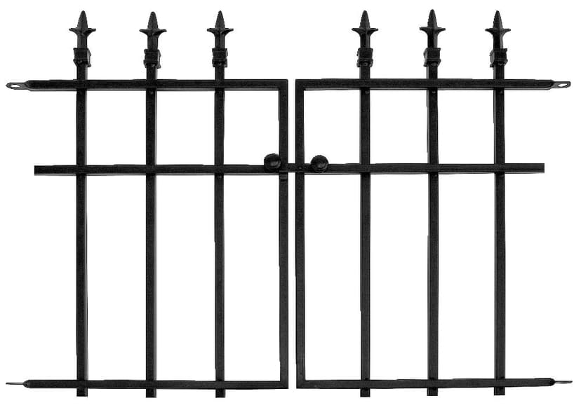 Panacea 87104 Black Classic Finial Style 2-Piece Garden Fence Gate