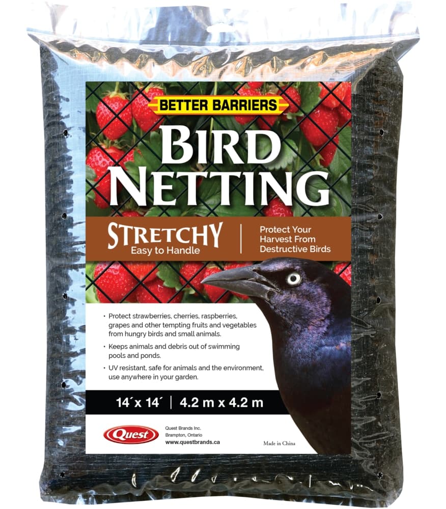 Quest Better Barriers Stretchy Mesh Bird Netting, Easy-To-Handle, 14-ft x 14-ft, Black