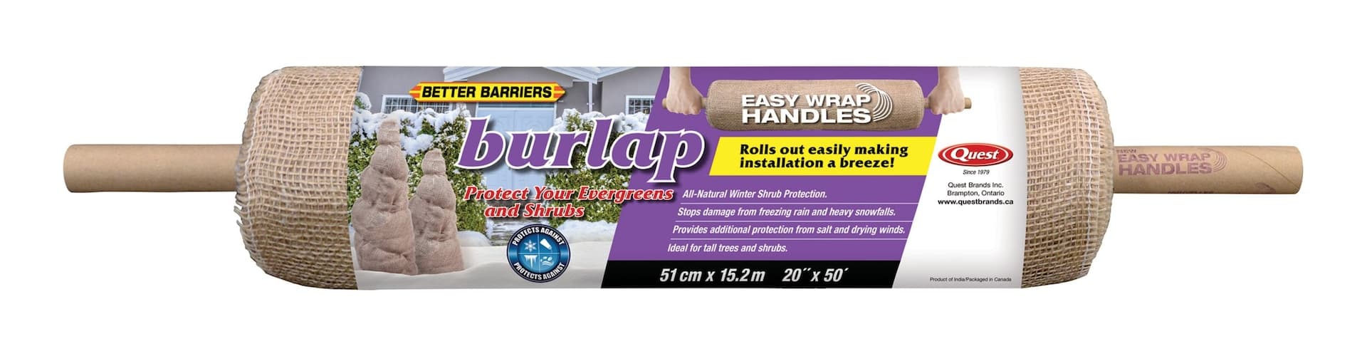 Quest All-Natural Burlap Roll w/ EZ Wrap Handle, 50-ft x 20-in