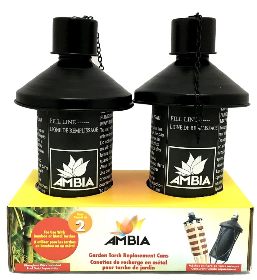 Ambia Metal Tiki Torch Replacement Cans, 2-pk