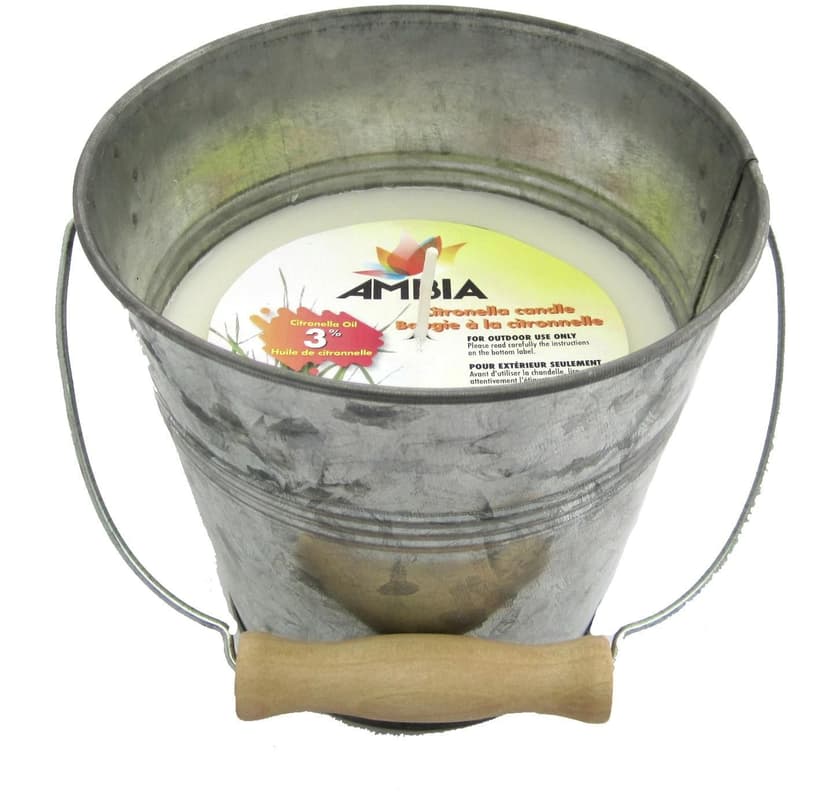 Ambia Galvanized Citronella Mosquito/Insect Repellent Candle Bucket with Wood Handles
