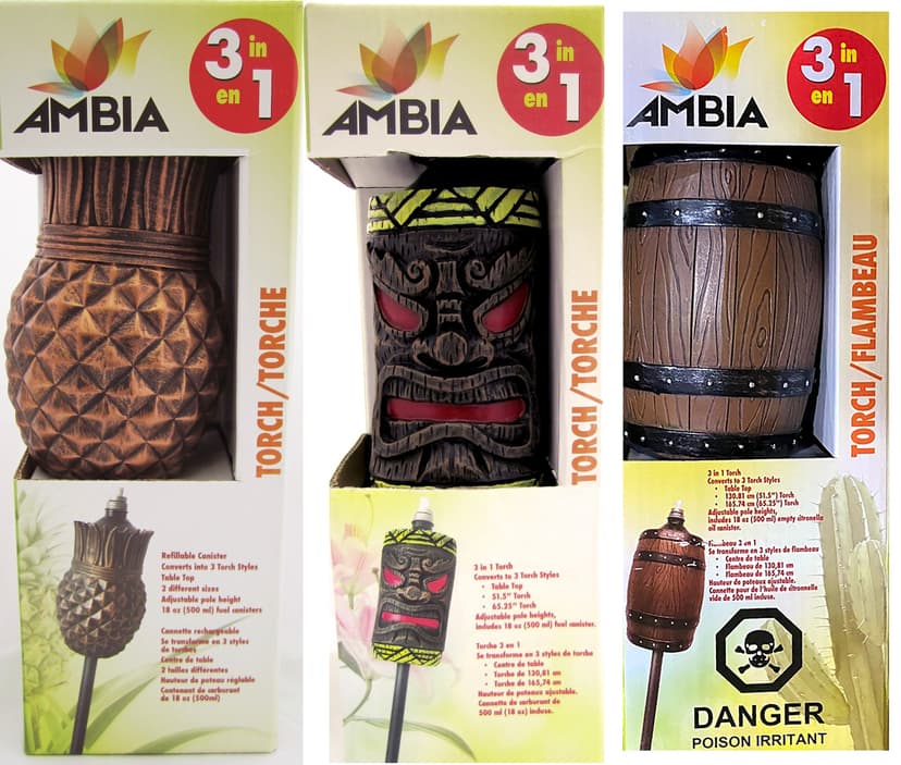 Ambia 3-in-1 Adjustable Citronella Resin Mosquito/Insect Repellent Torch, Assorted