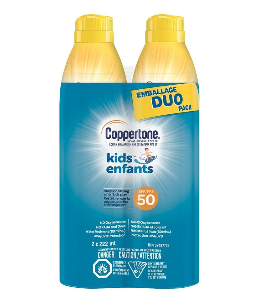 Coppertone SPF50 Kids Sunscreen Spray Duo Pack, 2 x 222-mL