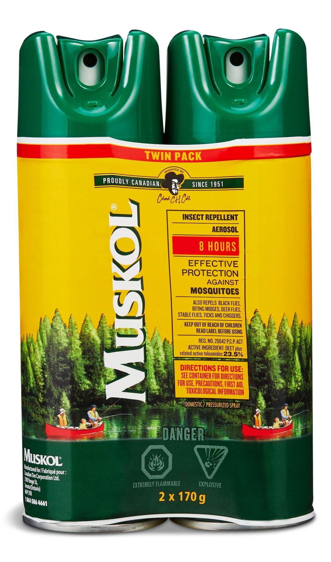 Muskol 8-Hour 23.5% DEET Aerosol Mosquito/Insect Repellent Spray Twin-Pack, 2 x 170g
