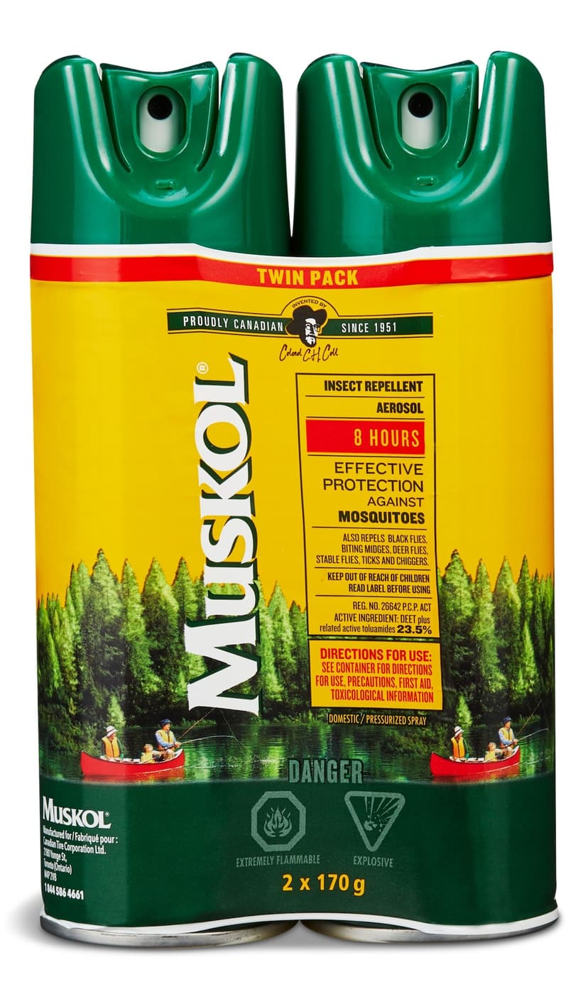 Muskol 8-Hour 23.5% DEET Aerosol Mosquito/Insect Repellent Spray Twin-Pack, 2 x 170g
