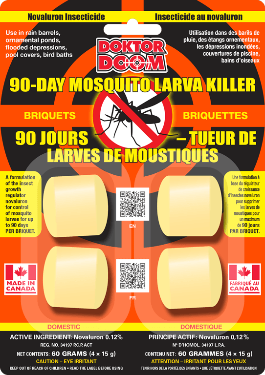 Doktor Doom 90-Day Larva Killer Mosquito/Insect Briquets/Dunks, 4-pk