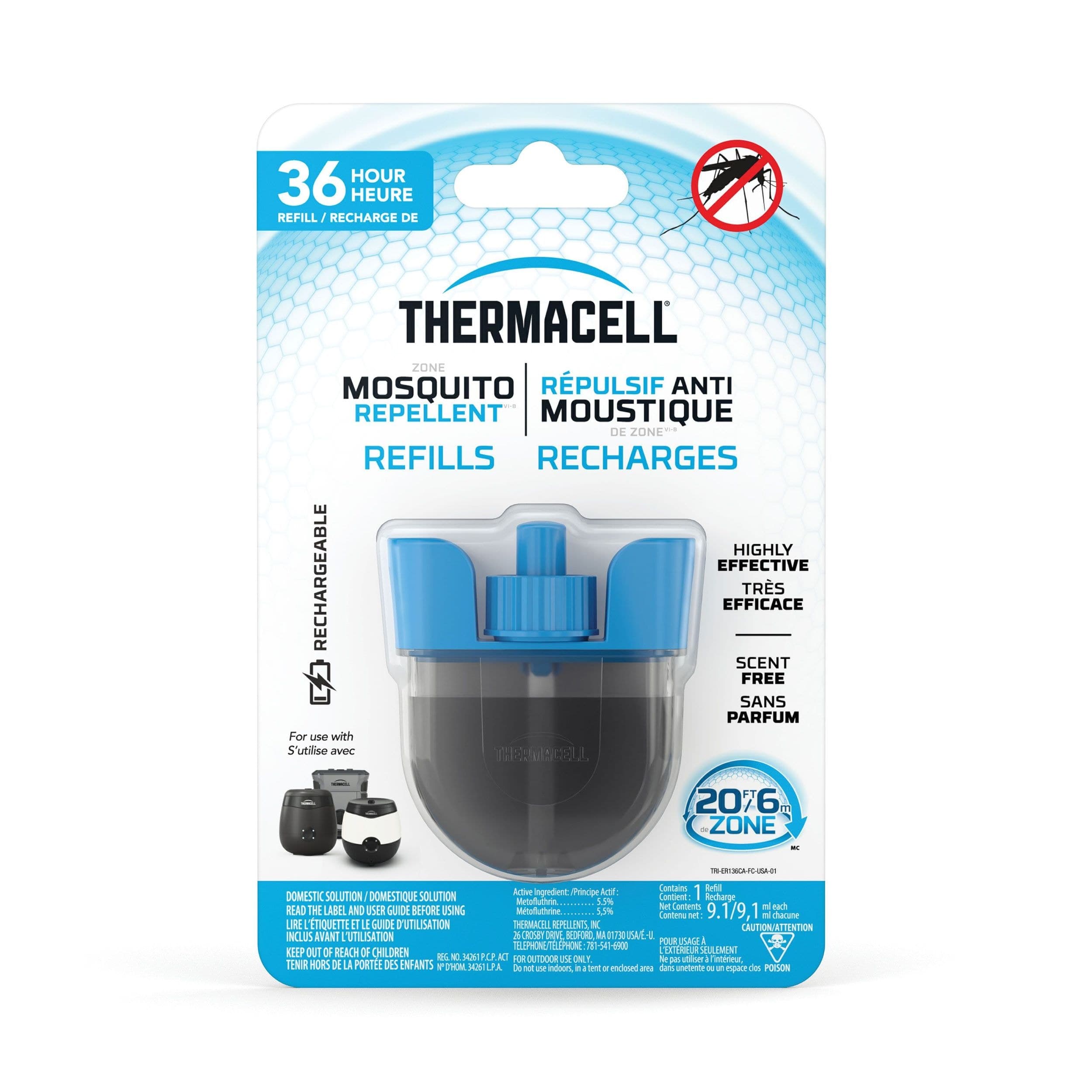 Thermacell E-ZoneGuard Rechargeable Mosquito Repellent Refill 36-Hour Pack