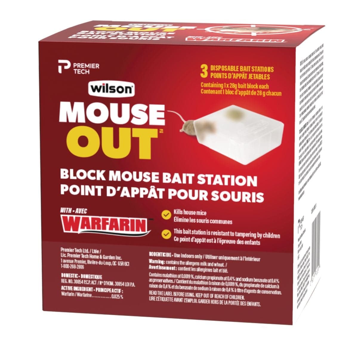 Wilson® MOUSE OUT™ Mouse Bait Station with Warfarin3x28g