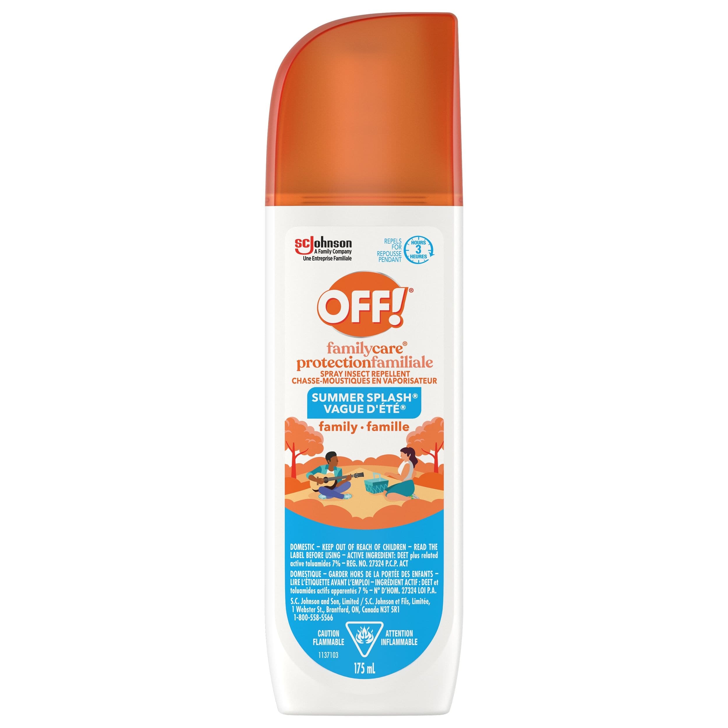 OFF! FamilyCare 2-Hour 7% DEET Pump Mosquito/Insect Repellent Spray, Summer Splash, 175-mL