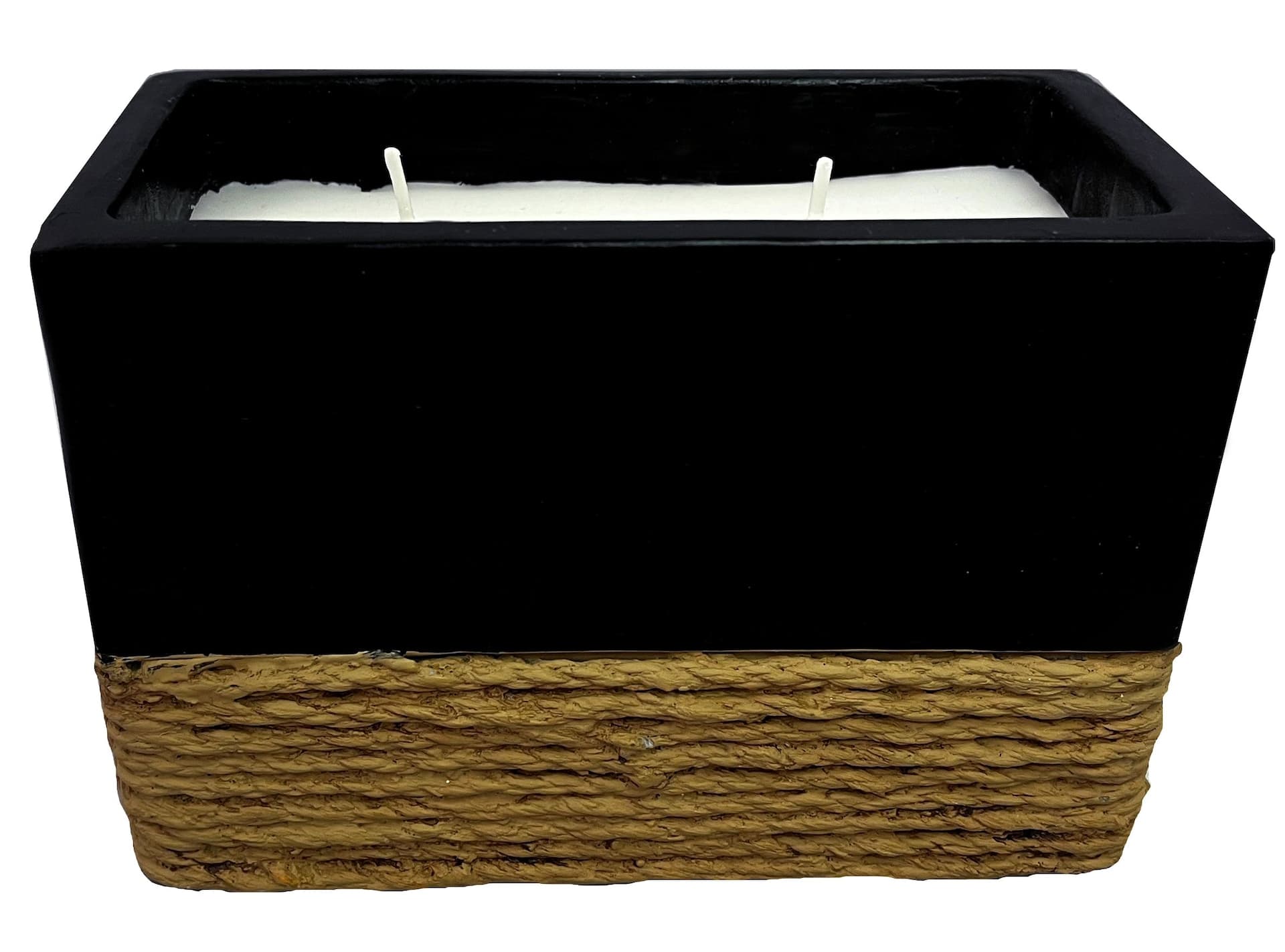 AMBIA Rectangle Concrete Citronella Candle with Rope, Black