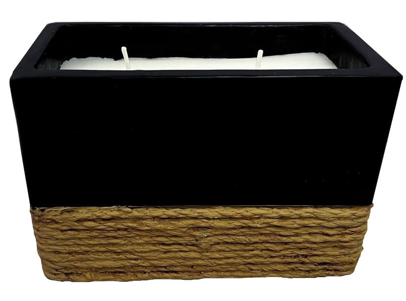 AMBIA Rectangle Concrete Citronella Candle with Rope, Black