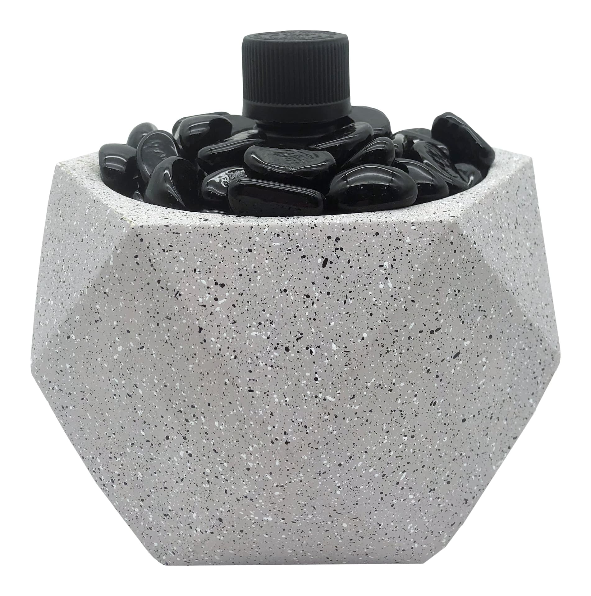 AMBIA Table Top Concrete Hexagon Citronella Torch with Black Stone