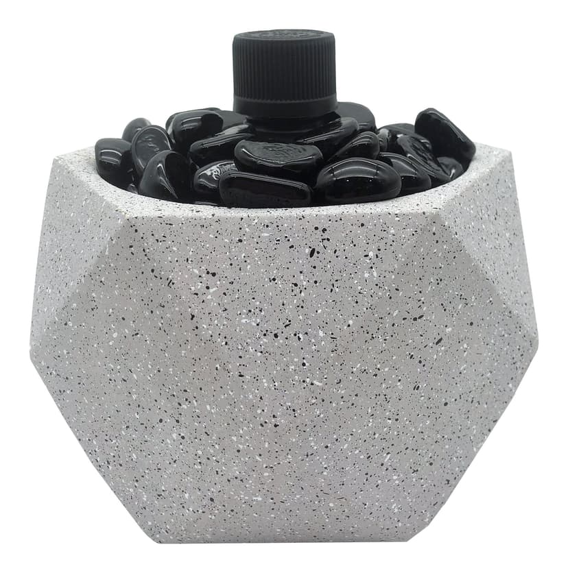 AMBIA Table Top Concrete Hexagon Citronella Torch with Black Stone