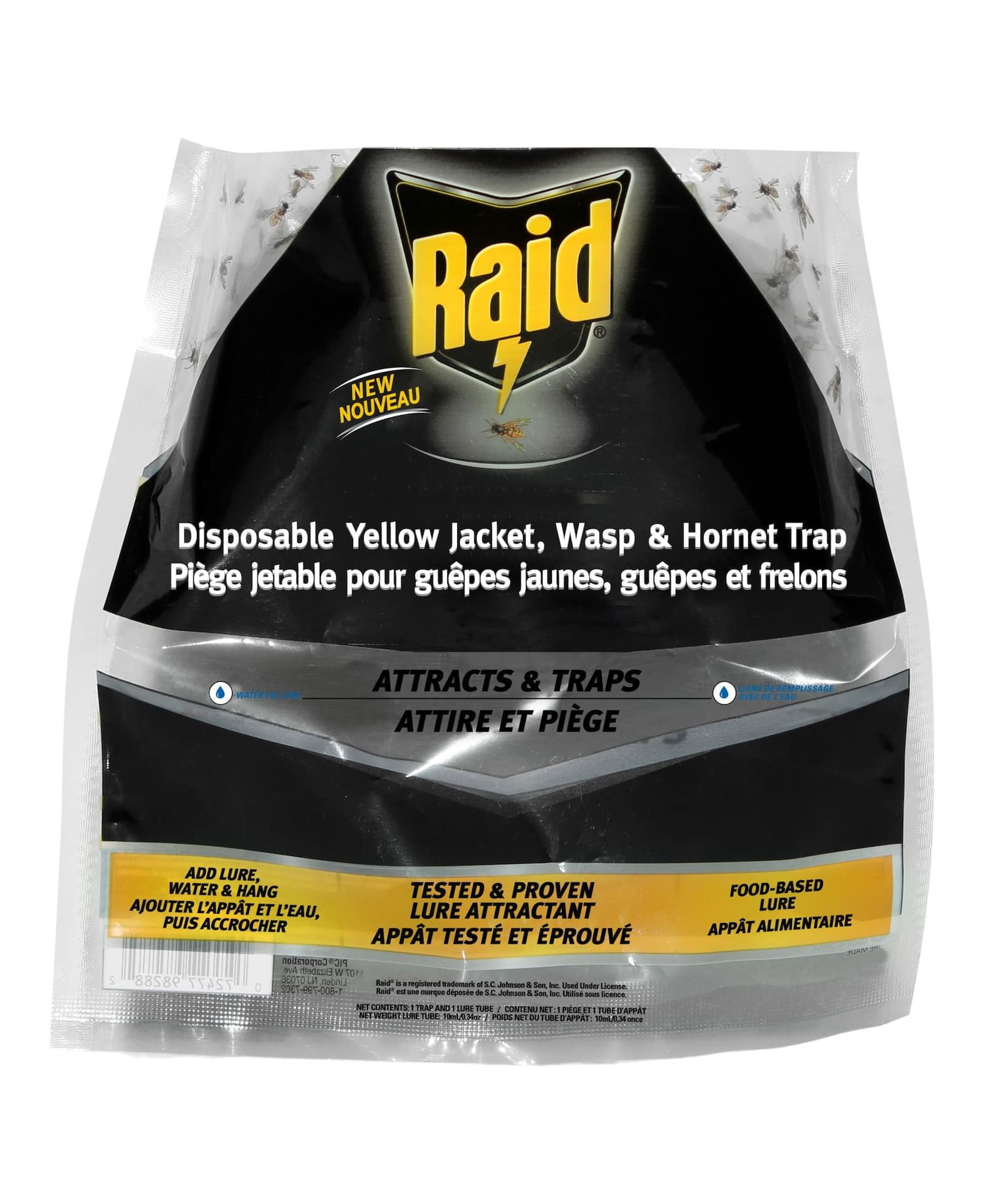 Raid Disposable Plastic Yellow Jacket, Wasp & Hornet Trap Bag with Lure