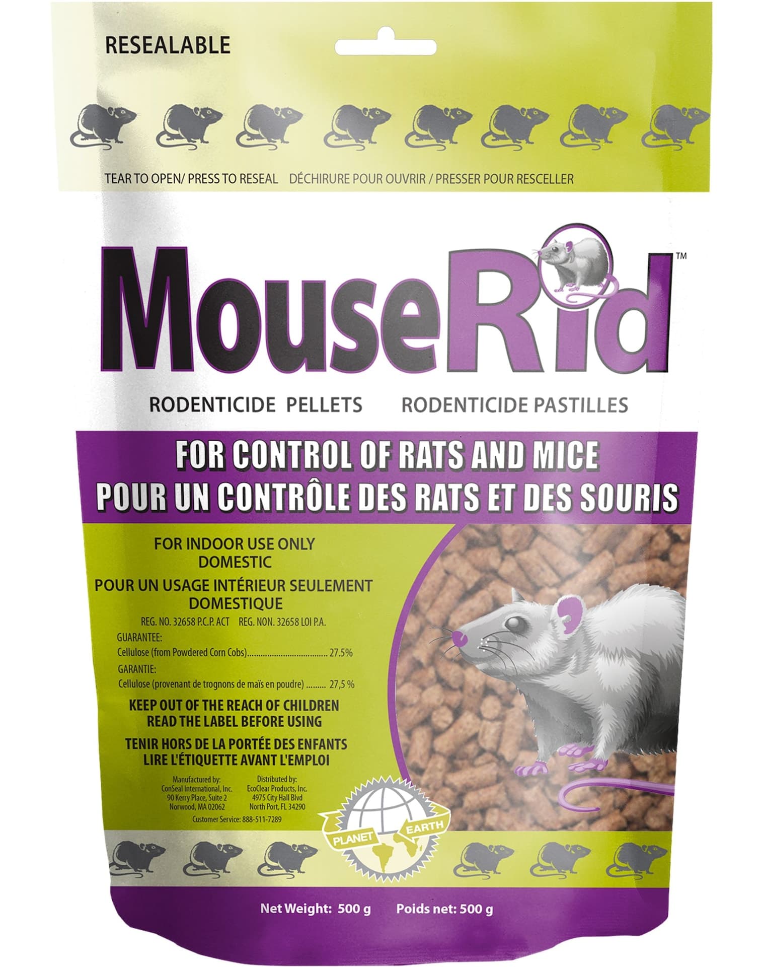 MouseRid Indoor Ready-to-Use Resealable Rodenticide Pellets, 500-g