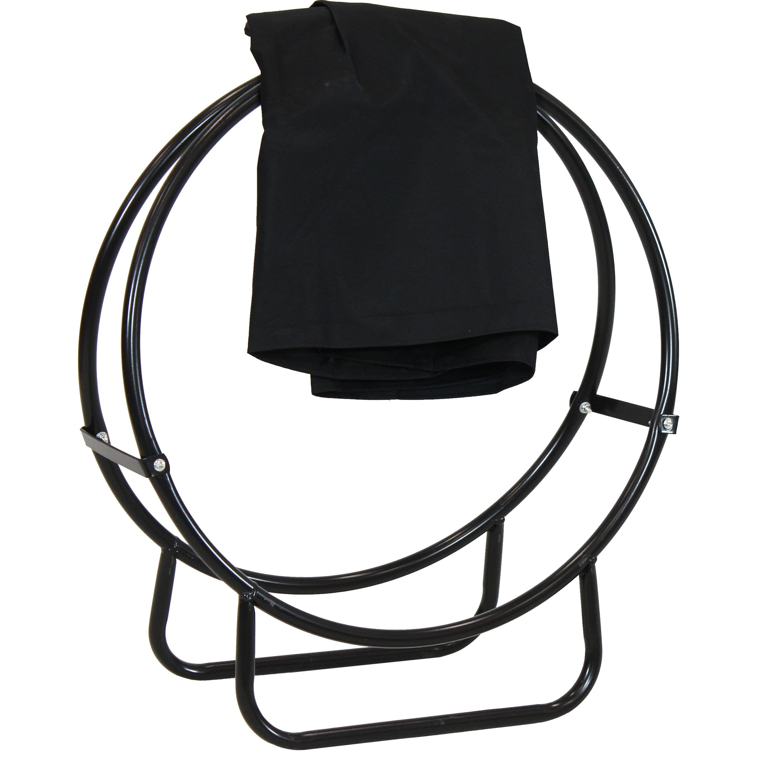 Sunnydaze Black Steel Firewood Log Hoop with Cover, 24-in
