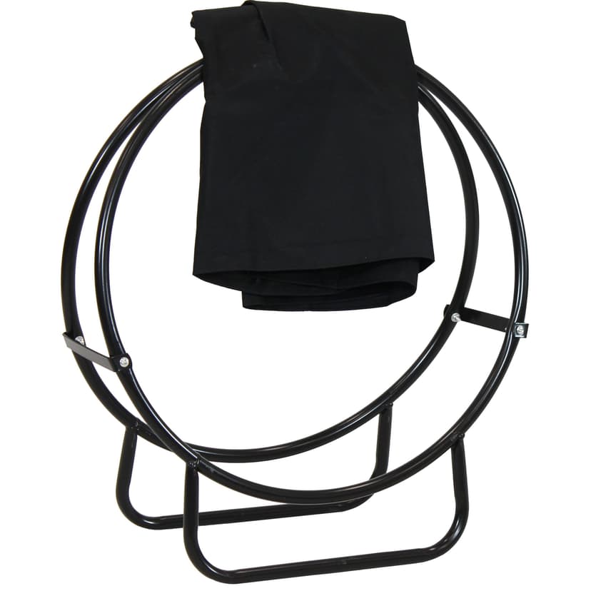 Sunnydaze Black Steel Firewood Log Hoop with Cover, 24-in
