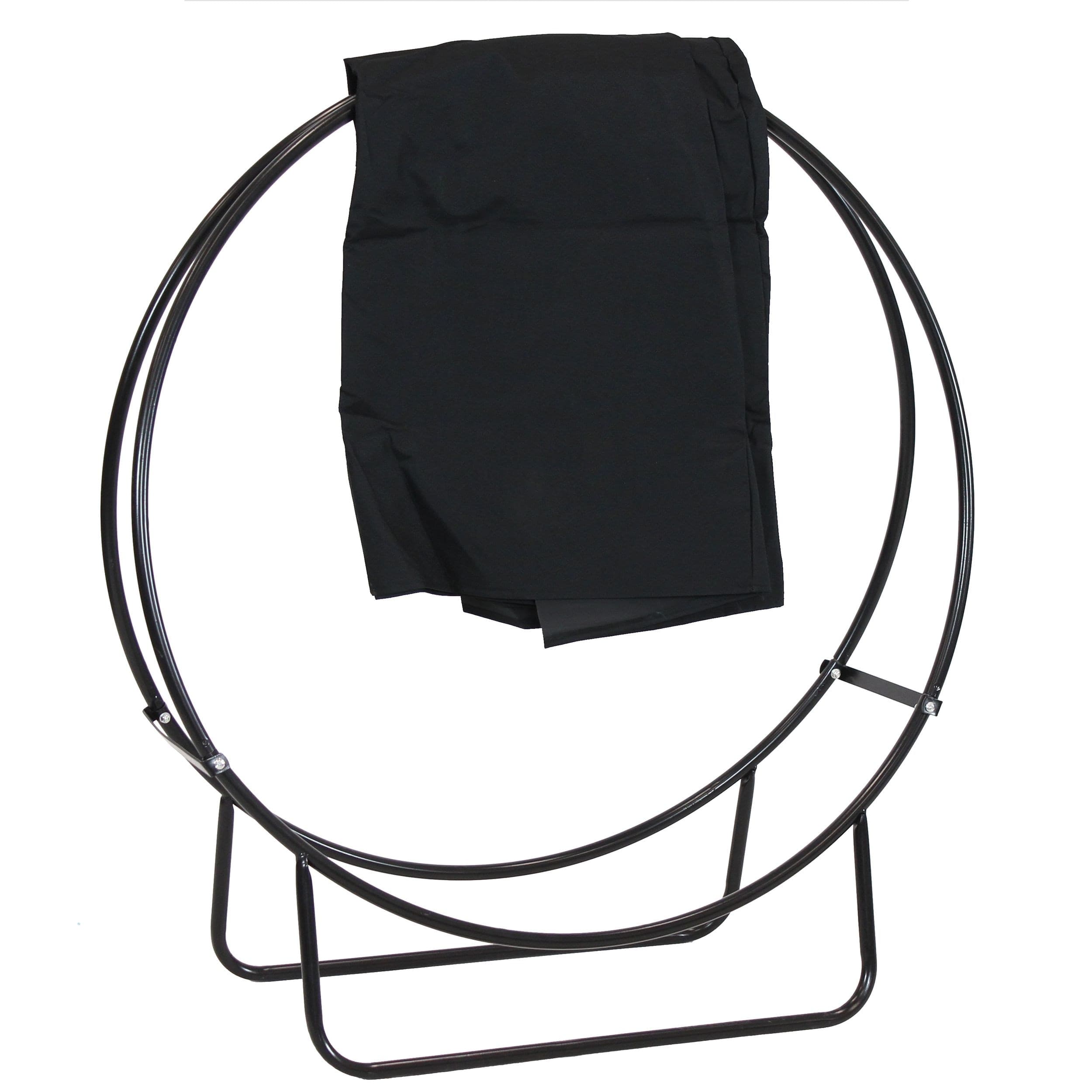 Sunnydaze Black Steel Firewood Log Hoop with Cover, 40-in