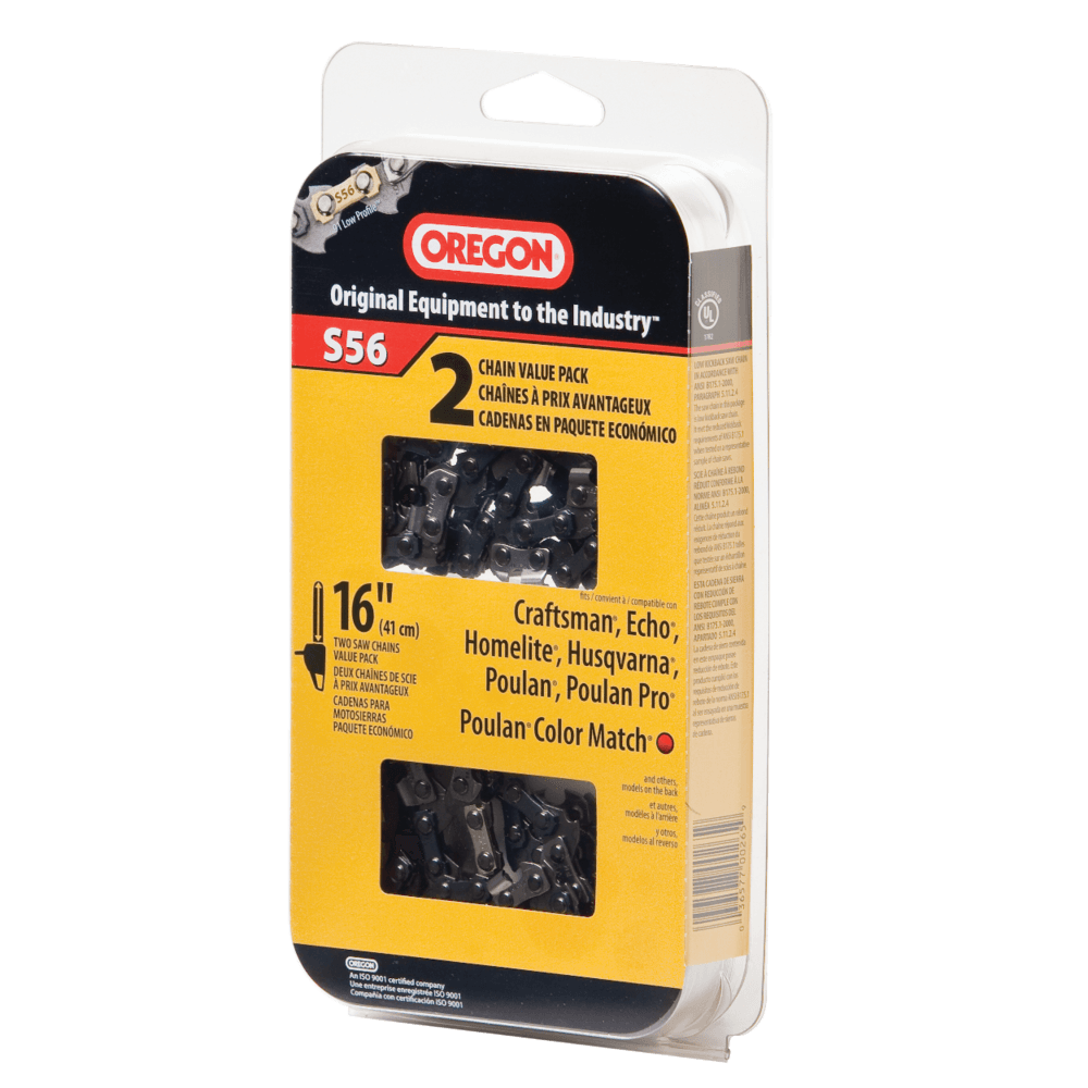 Oregon S56 AdvanceCut™ Replacement Chainsaw Chain, Fits Various Brands and Models, 16-in, 2-pk