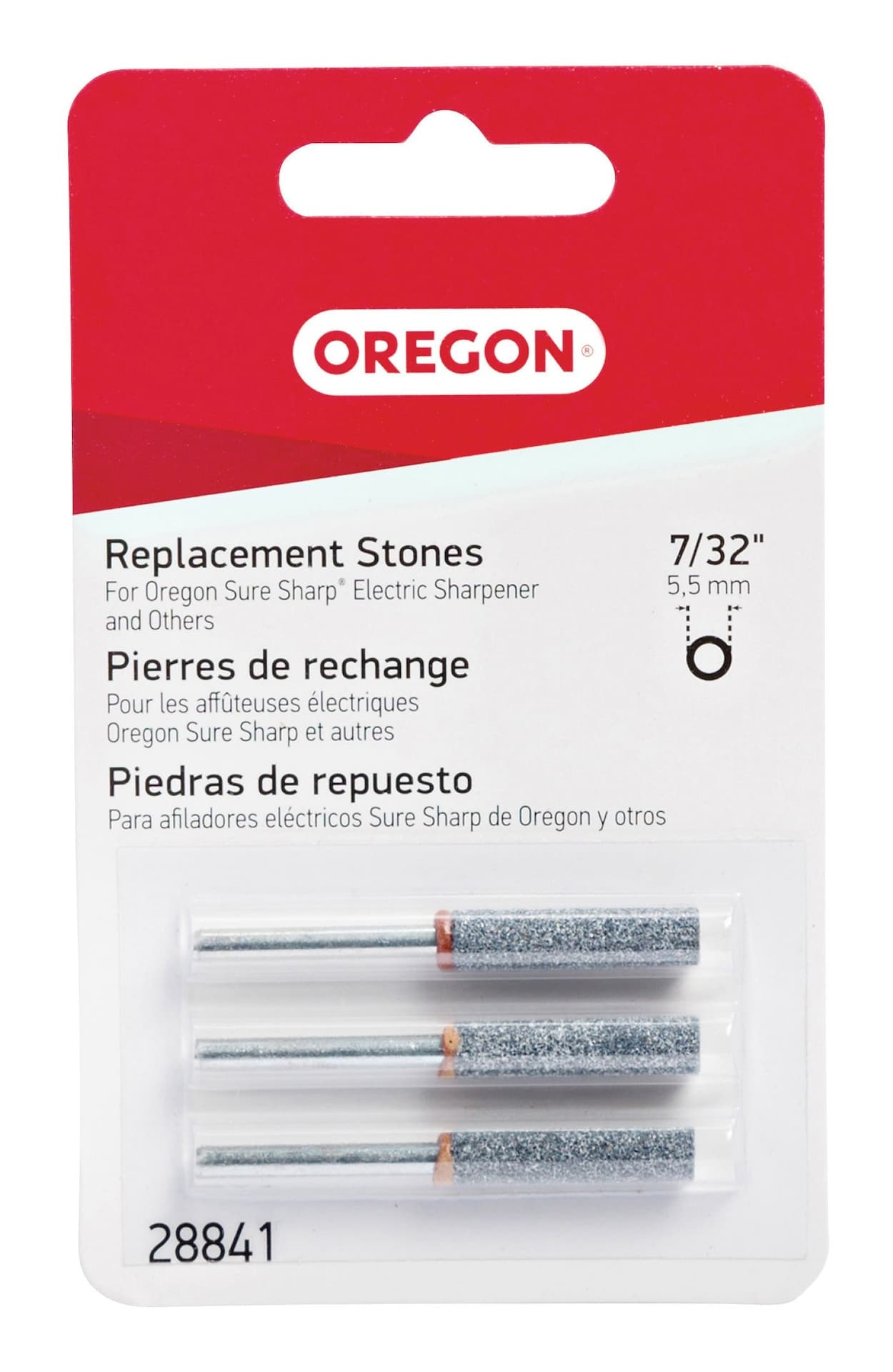 Oregon 28841 Replacement Chainsaw Sharpener Stone, 3-pk, 7/32-in