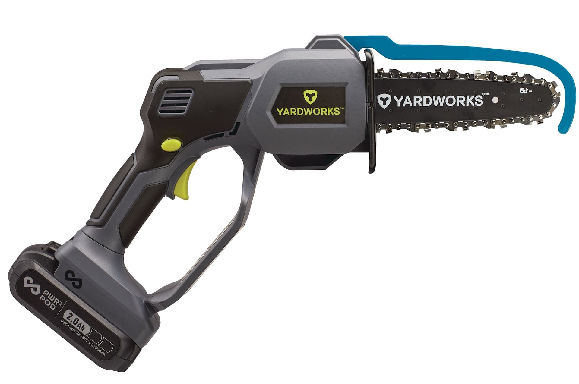 Yardworks 20V Cordless Hand-Held Pruning Saw, 6" with PWR POD 2.0Ah Battery and Charger