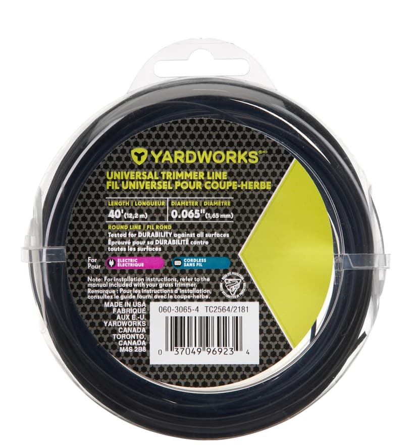 Yardworks Round Trimmer Line, 0.065-in x 40-ft