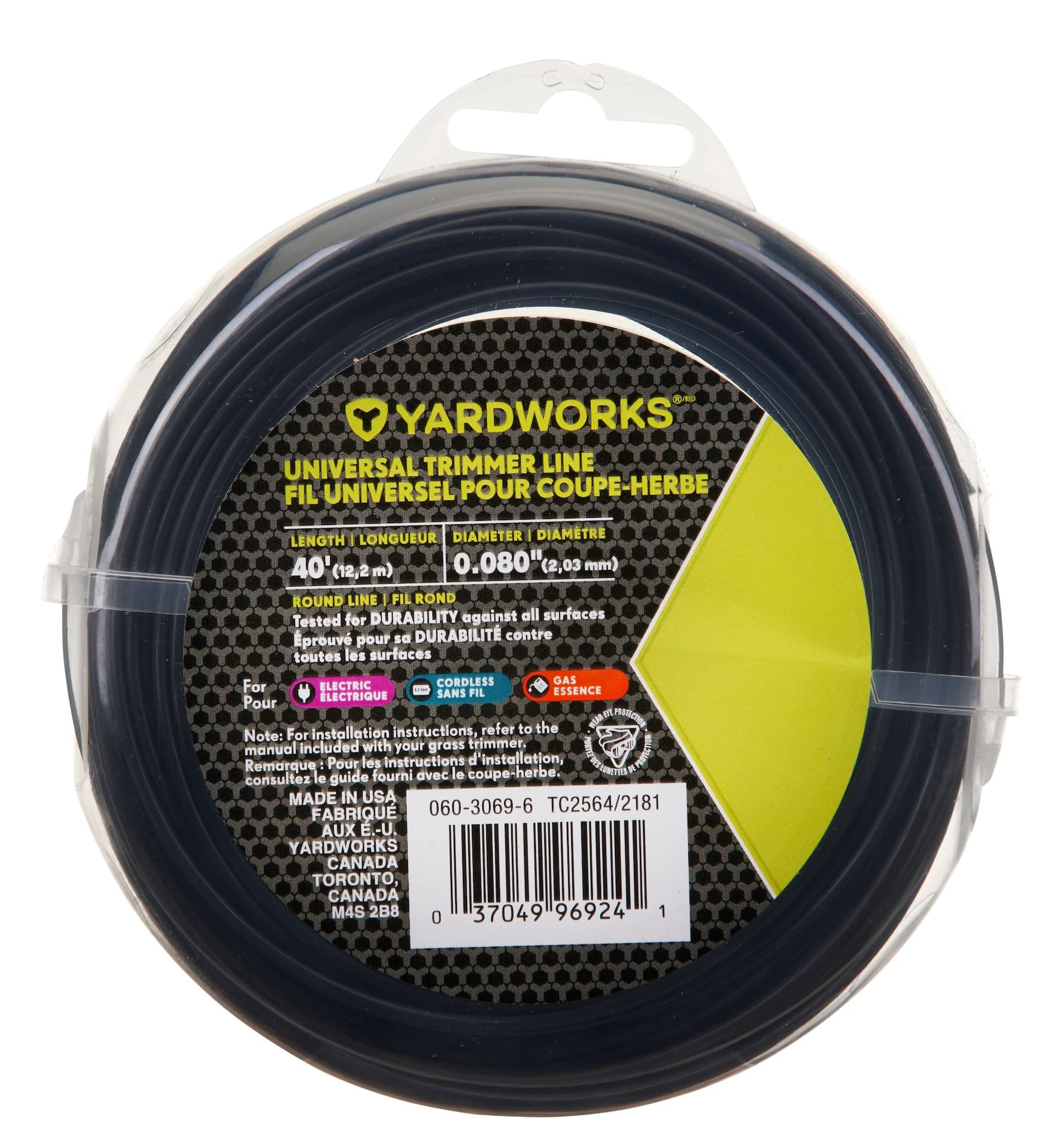 Yardworks Round Trimmer Line 0.080"X40', Black