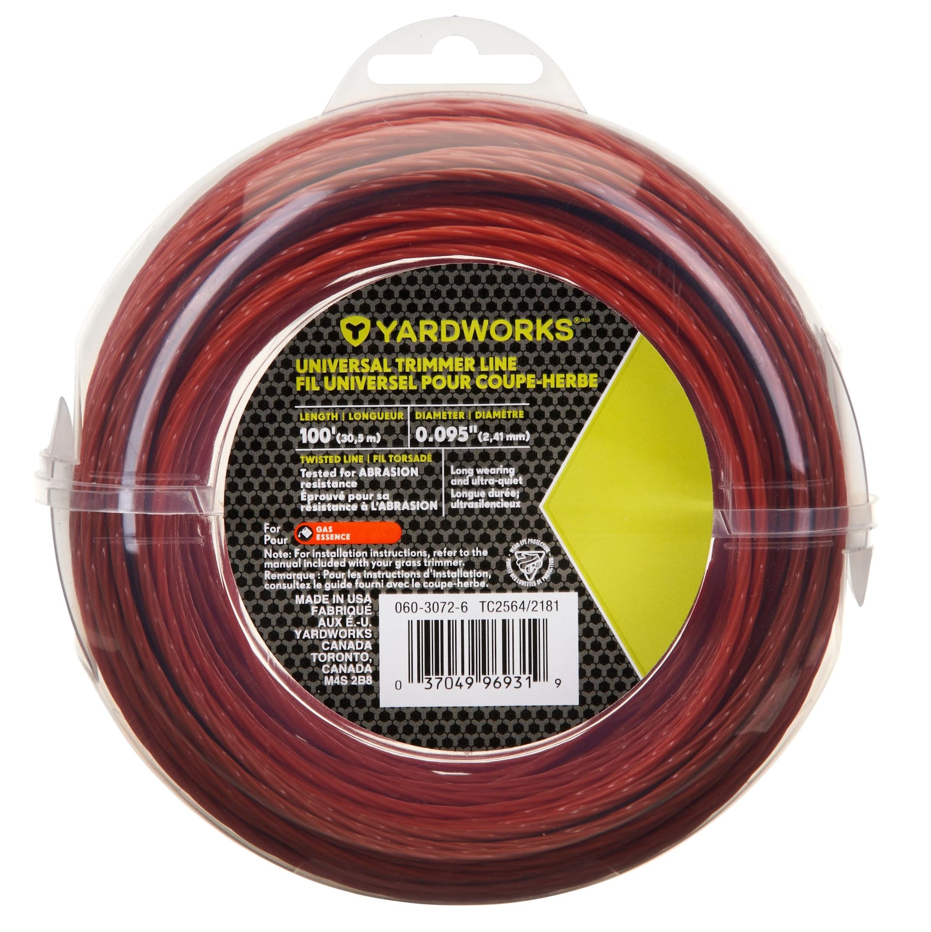Yardworks Universal Round Trimmer Line, 0.095-in x 100-ft