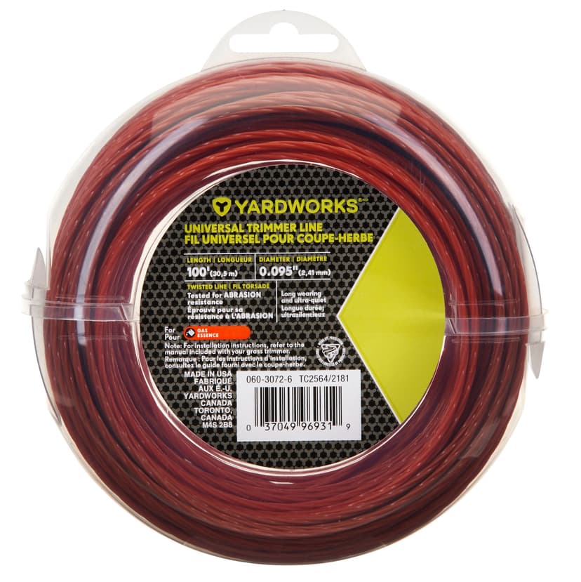 Yardworks Universal Round Trimmer Line, 0.095-in x 100-ft