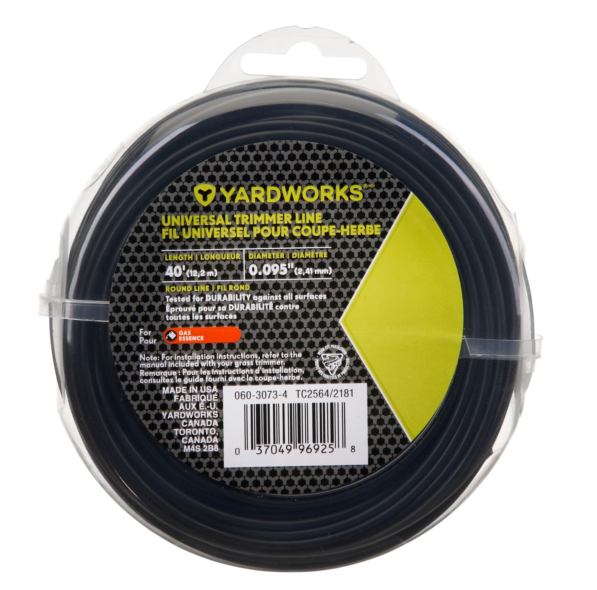 Yardworks Universal Round Trimmer Line, 0.095-in x 40-ft