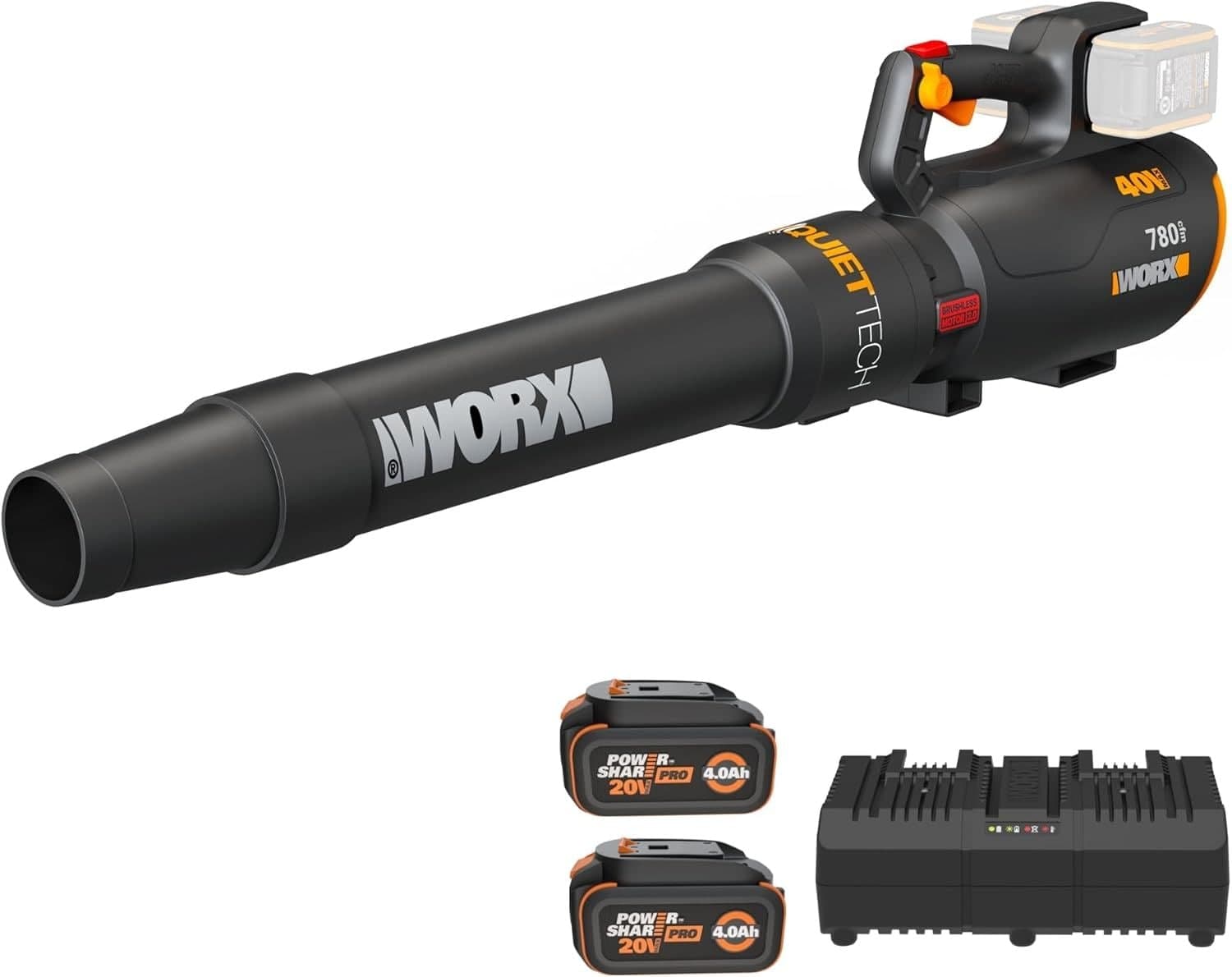 Worx 40V Power Share™ 780 CFM 190 MPH QuietTech Leaf Blower