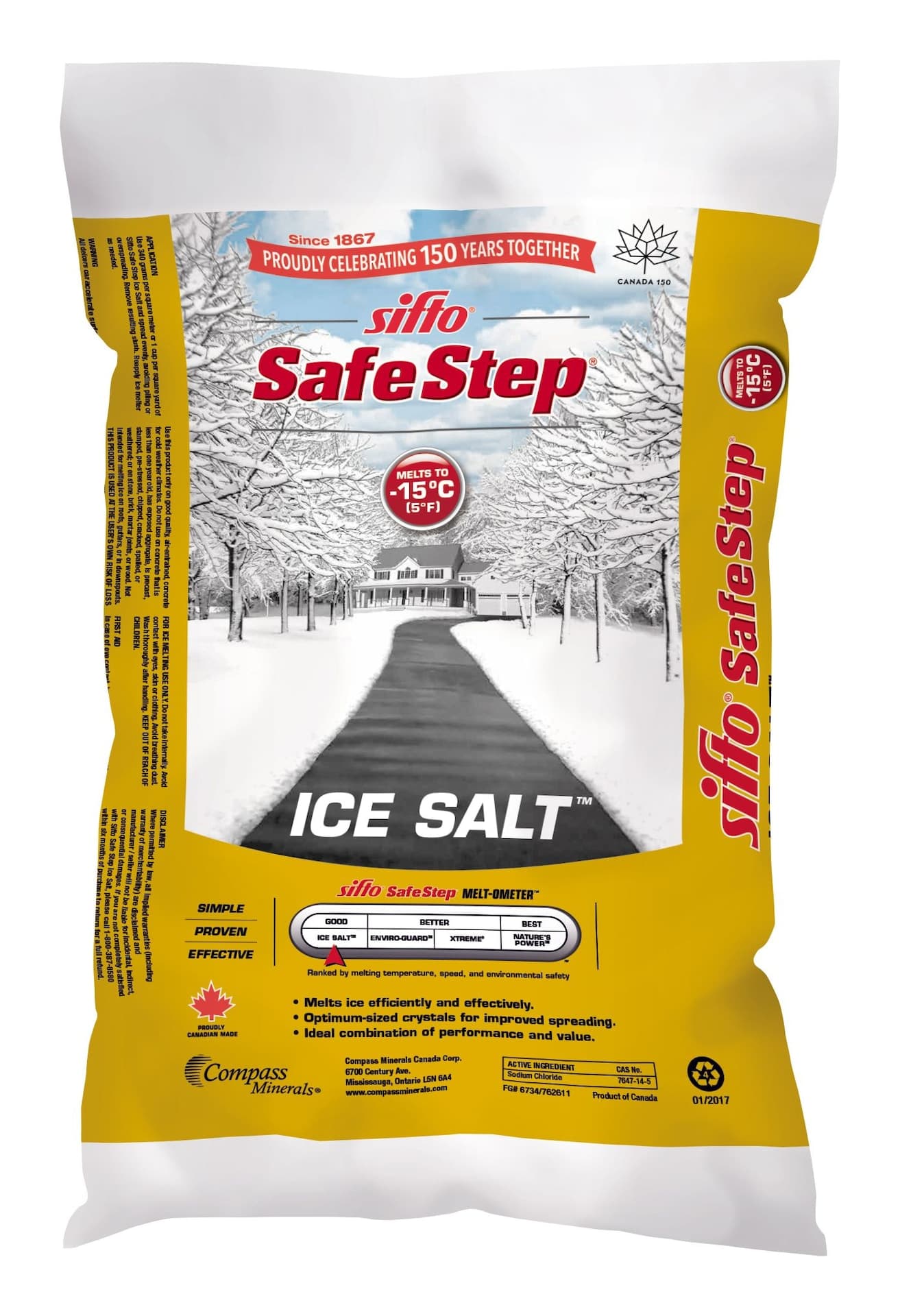 Sifto Safe Step Ice Salt Bag, Adds Traction, Rock Salt, 10-kg