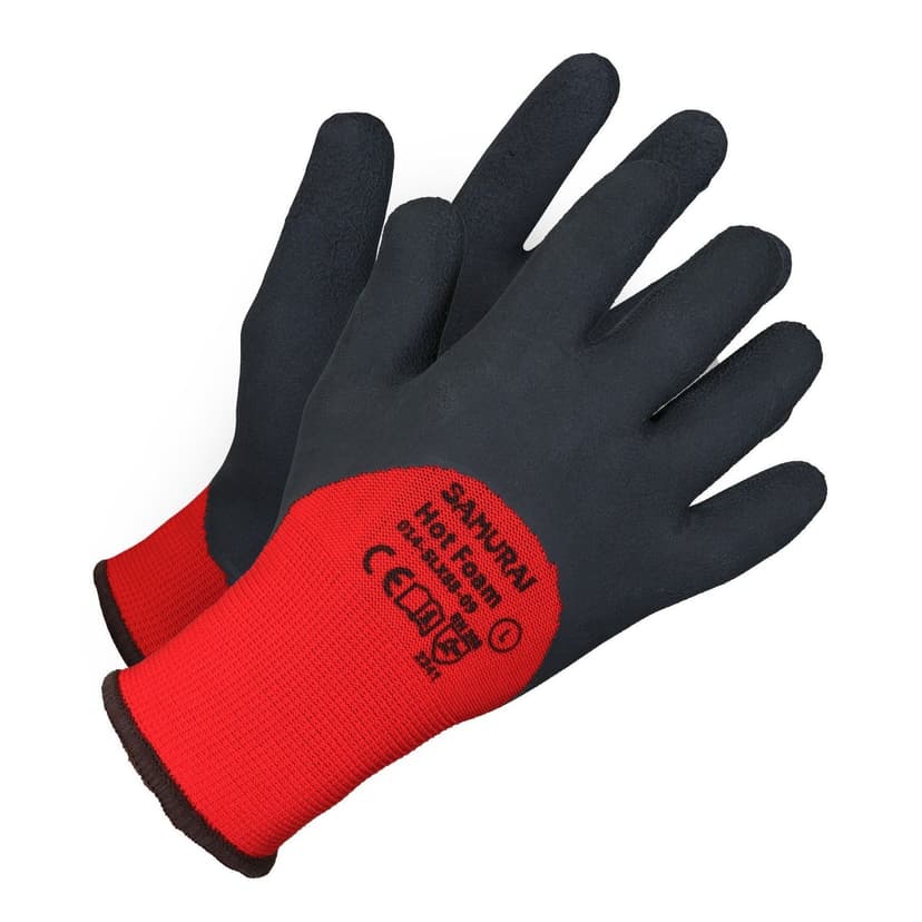 Forcefield Fleece-Lined Rubber Palm Unisex Work Gloves, Large/X-Large, Black/Red