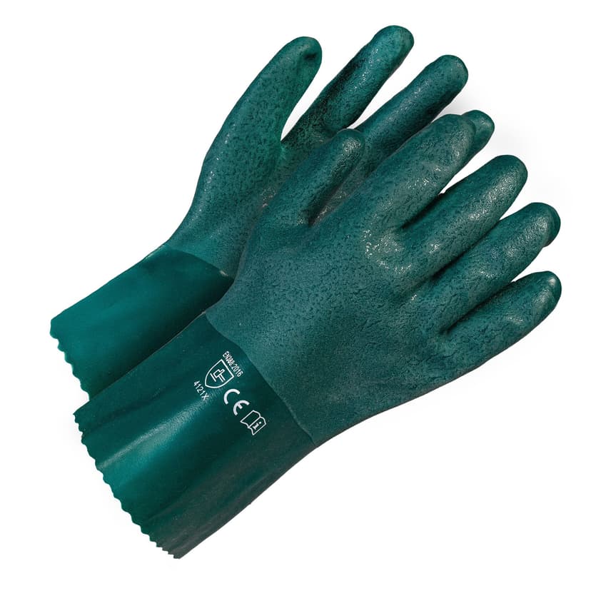 Garden Club Waterproof Cotton PVC Men's Work Gloves, Large, Green