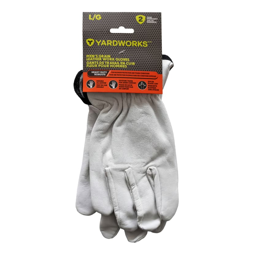 Yardworks Men's Leather Work Gloves, Large