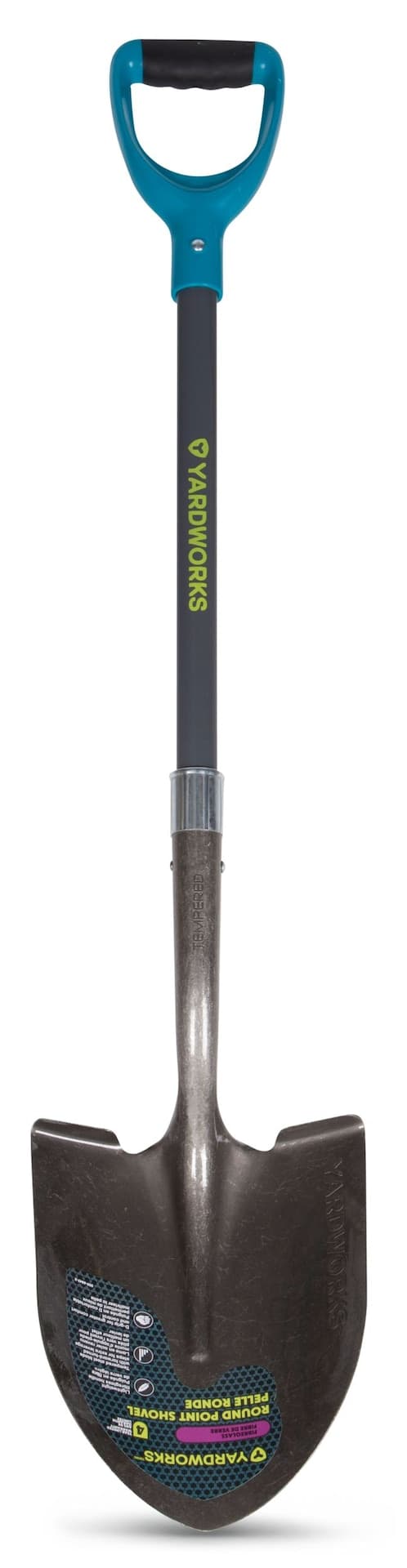 Yardworks Ergo Steel Round-Point Short-Handle D-Grip Shovel, 43-in Fibreglass Shaft