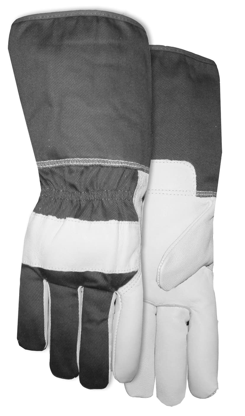 Midwest Leather Long Outdoor Men's Work Gloves, Large, Grey/White
