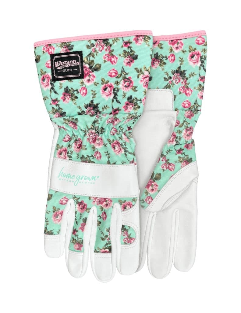 Watson Gloves Women's You Grow Girl Water Resistant Leather Work Gloves, Floral, White, L