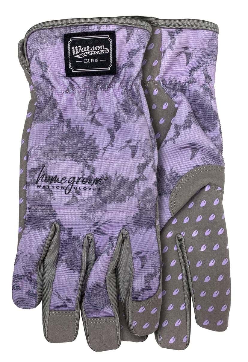 Watson Gloves Women's Homegrown Sparrow Outdoor Gardening Gloves with Slip-On Cuff, Purple, Large
