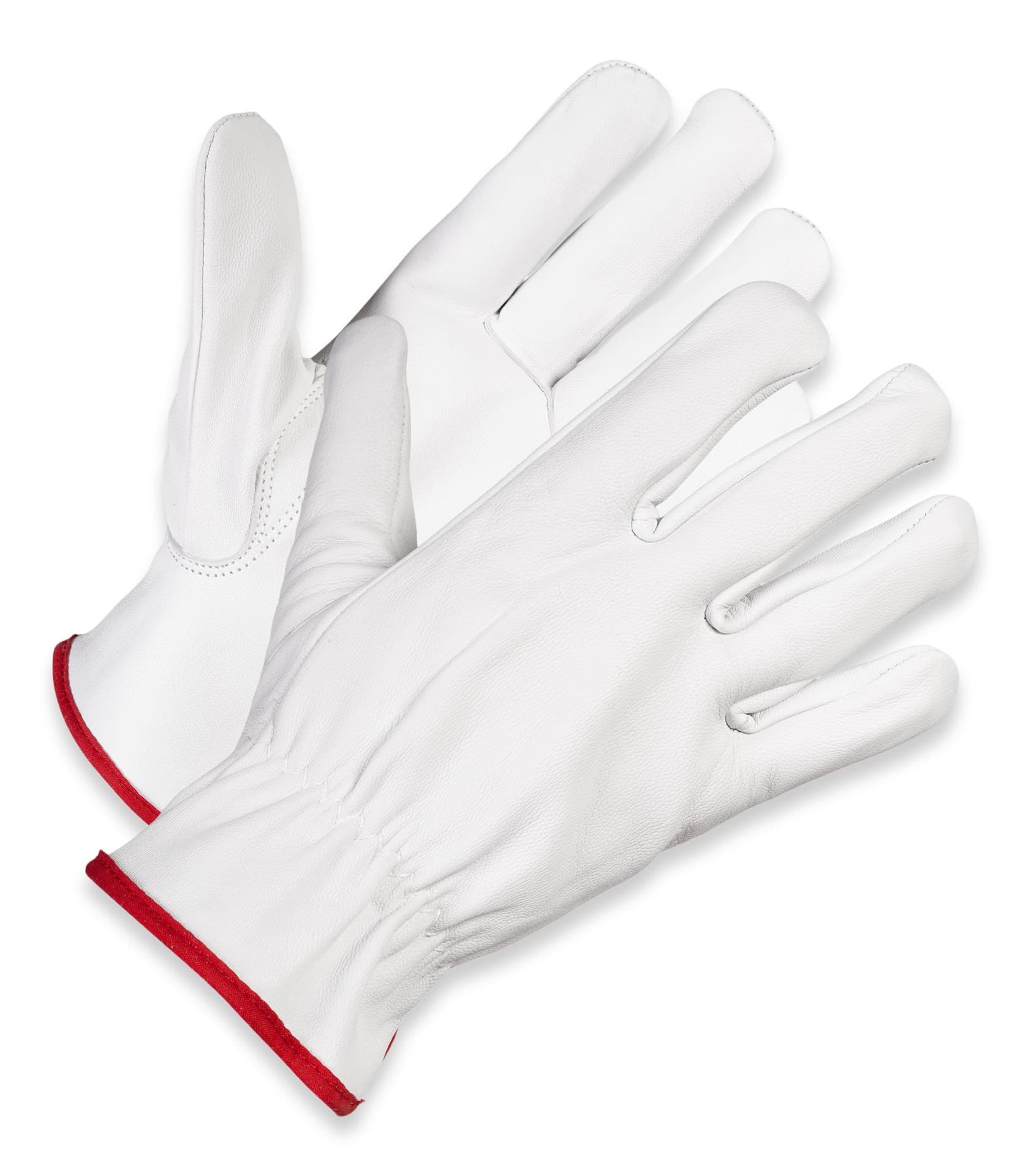 Yardworks Women's Goatskin Leather Outdoor Work Gloves with Elastic Straps, White, Medium