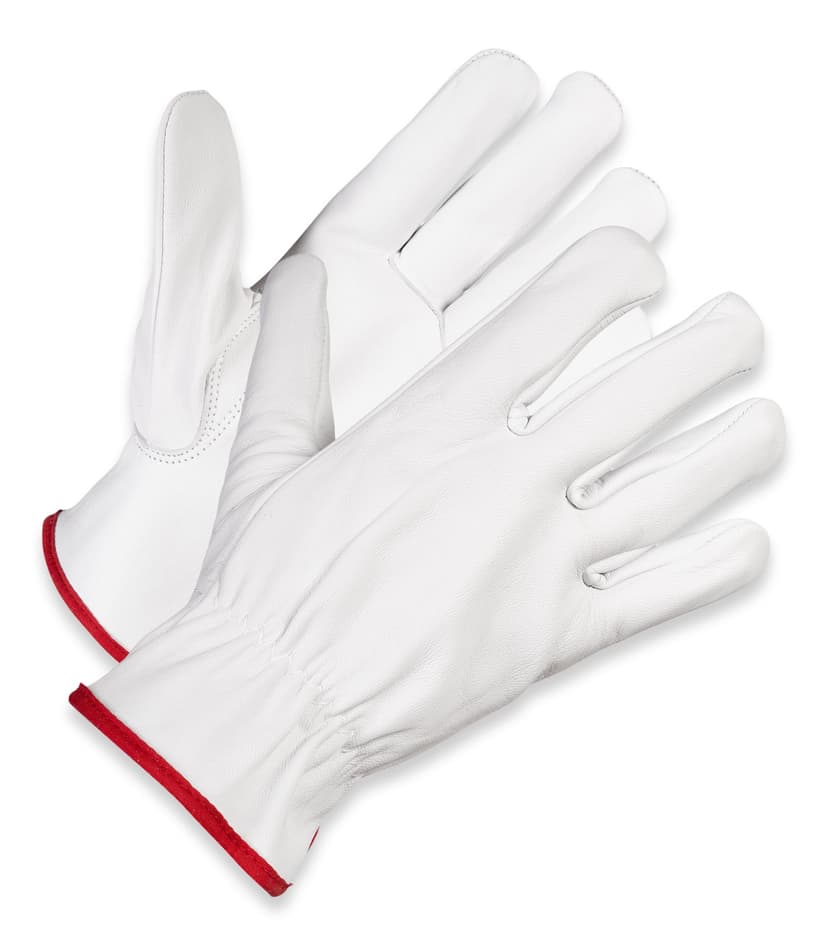 Yardworks Women's Goatskin Leather Outdoor Work Gloves with Elastic Straps, White, Medium
