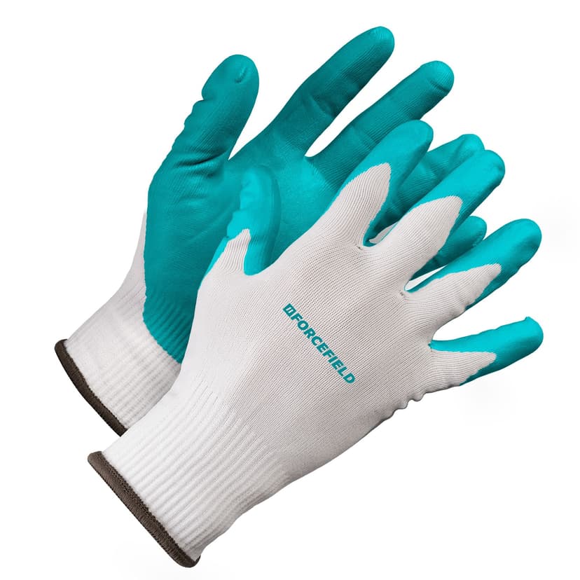 Forcefield Polyurethane Dipped Work Gloves with Glass Fibre Liner, Teal, Large, 8-pk