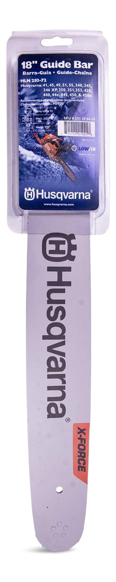Husqvarna Steel Replacement Chainsaw Guide Bar, Laminate Coating, 18-in