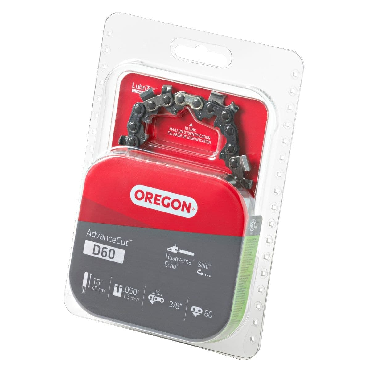 Oregon D60 AdvanceCut™ Replacement Chainsaw Chain, Fits Various Brands and Models, 16-in