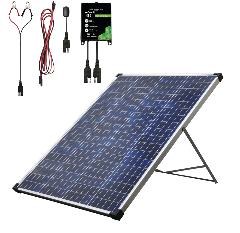 NOMA 100 Watt, 12V Crystalline Solar Panel Kit with Stand and Charge Controller